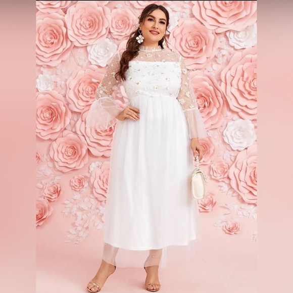 SHEIN Unity Frill Neck Organza Overlay Dress - Picture 5 of 13